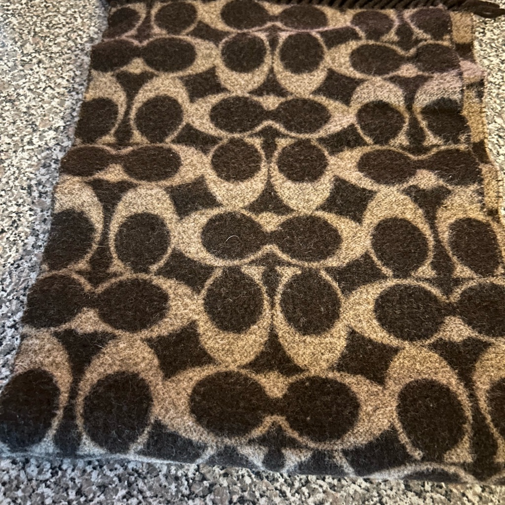 Coach Brown And Black Patterned Scarf